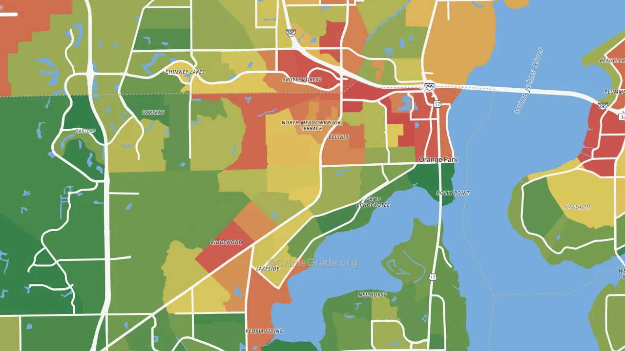 Orange Park, FL Map of Theft Rates