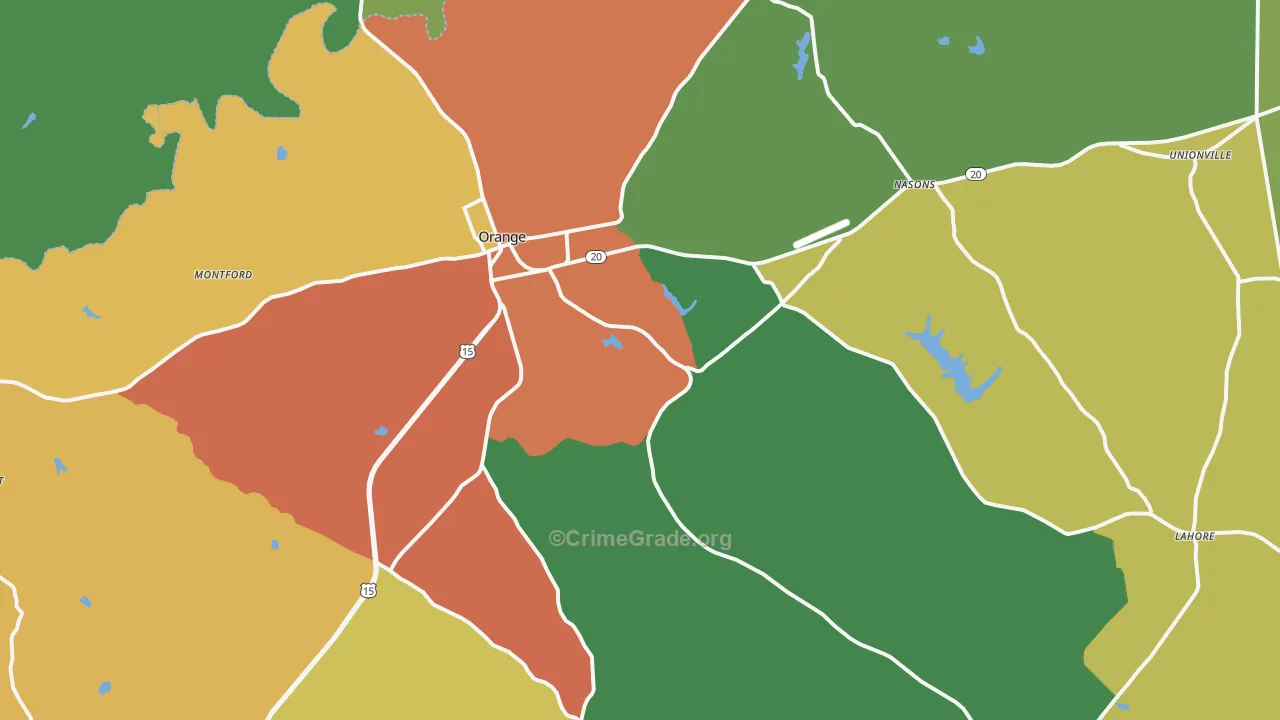 Orange, VA Map of Theft Rates