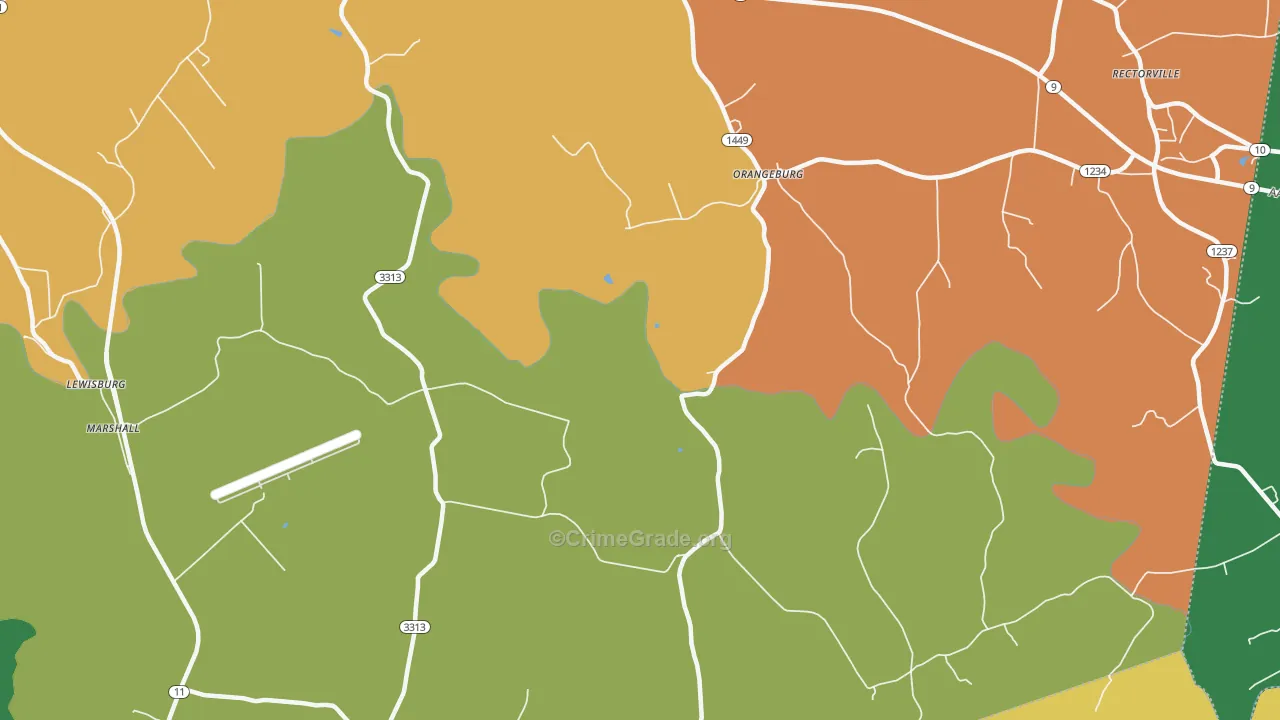 Orangeburg, KY Map of Theft Rates