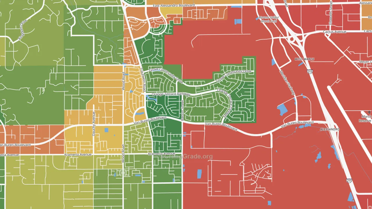 Orangecrest, Riverside, CA Map of Theft Rates