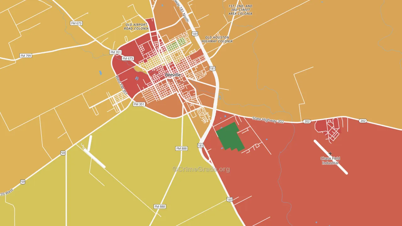Orangedale, TX Map of Theft Rates