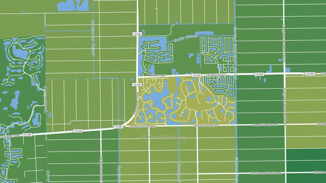 Orangetree, Naples, FL Map of Theft Rates
