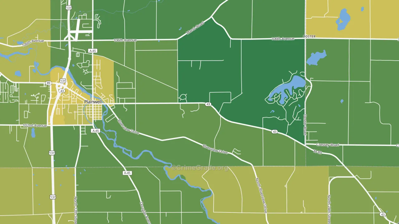 Orangeville, MI Map of Theft Rates