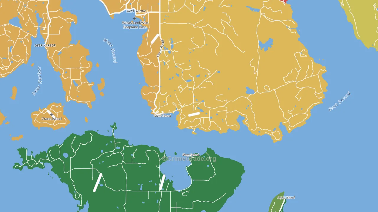 Orcas, WA Map of Theft Rates