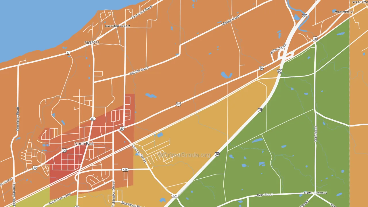 Orchard Beach, PA Map of Theft Rates