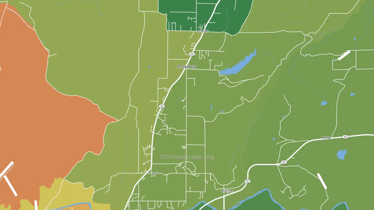 Orchard City, CO Map of Theft Rates