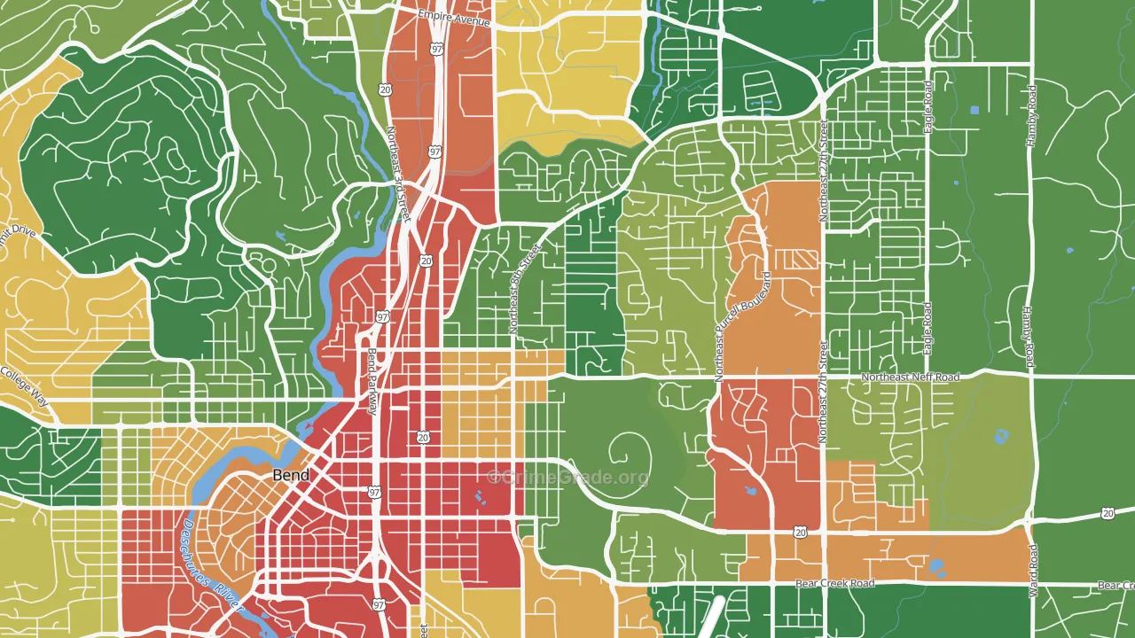Orchard District, Bend, OR Map of Theft Rates