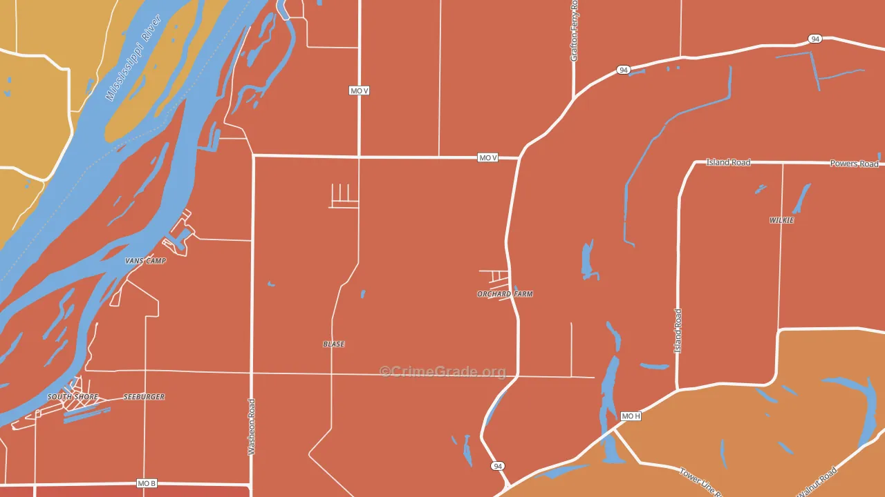 Orchard Farm, MO Map of Theft Rates