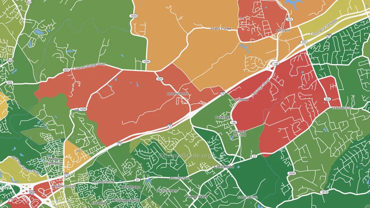 Orchard Grass Hills, KY Map of Theft Rates
