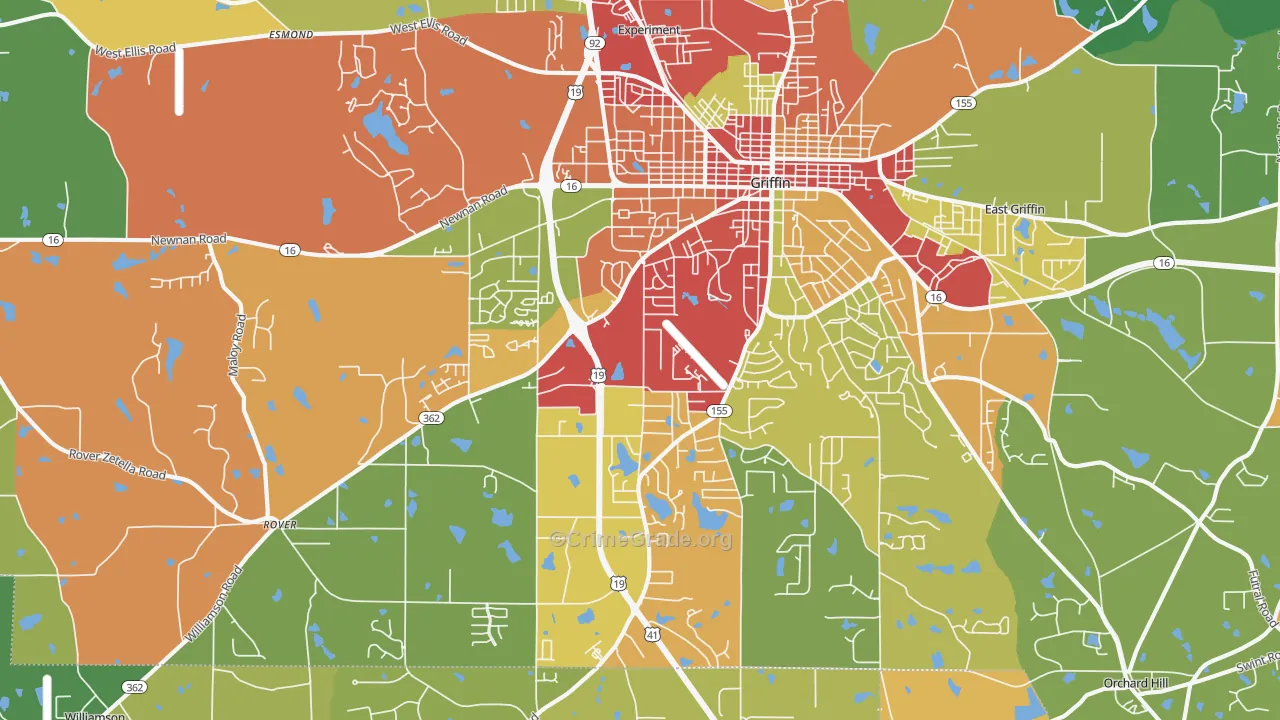 Orchard Hill, GA Map of Theft Rates