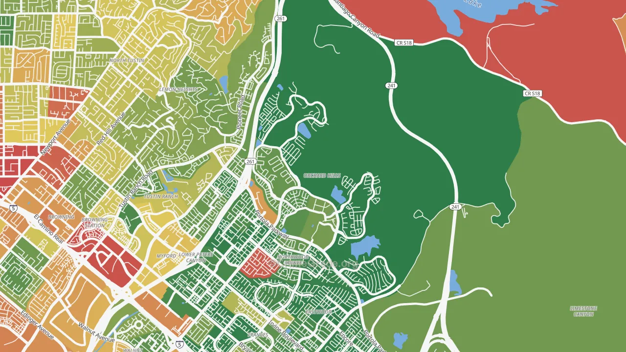 Orchard Hills, Irvine, CA Map of Theft Rates