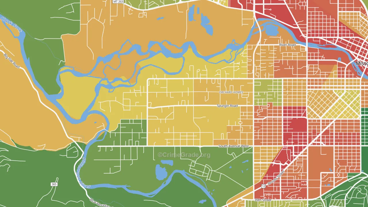 Orchard Homes, MT Map of Theft Rates
