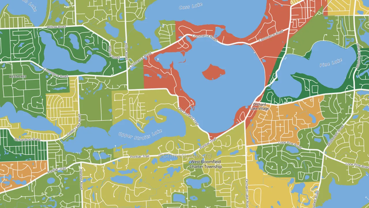 Orchard Lake Village, MI Map of Theft Rates