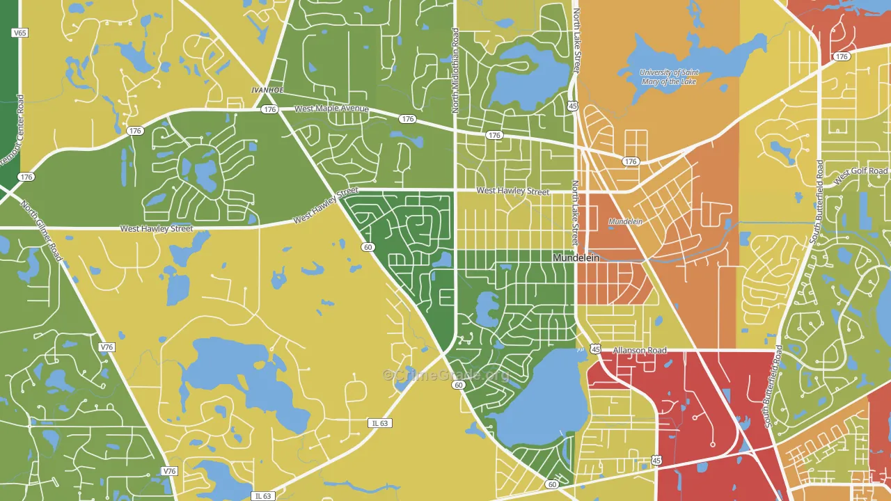 Orchard Meadows, Mundelein, IL Map of Theft Rates