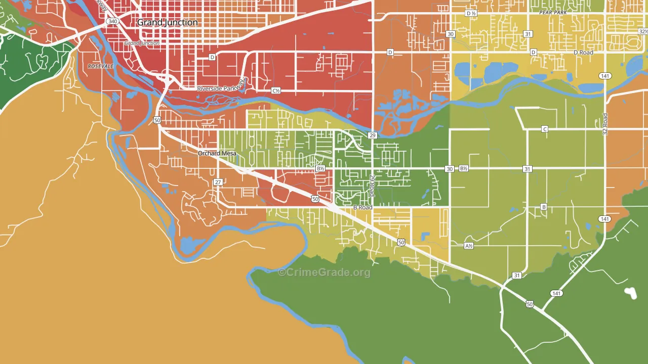 Orchard Mesa, CO Map of Theft Rates