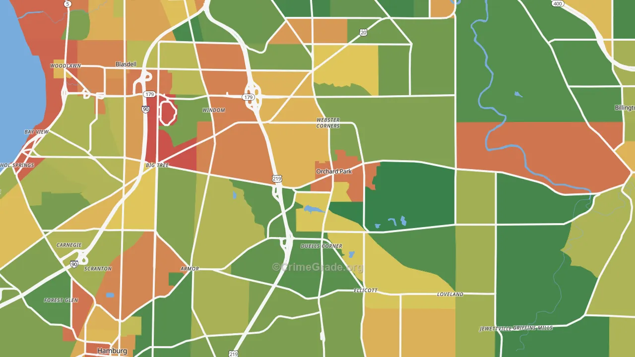 Orchard Park, NY Map of Theft Rates