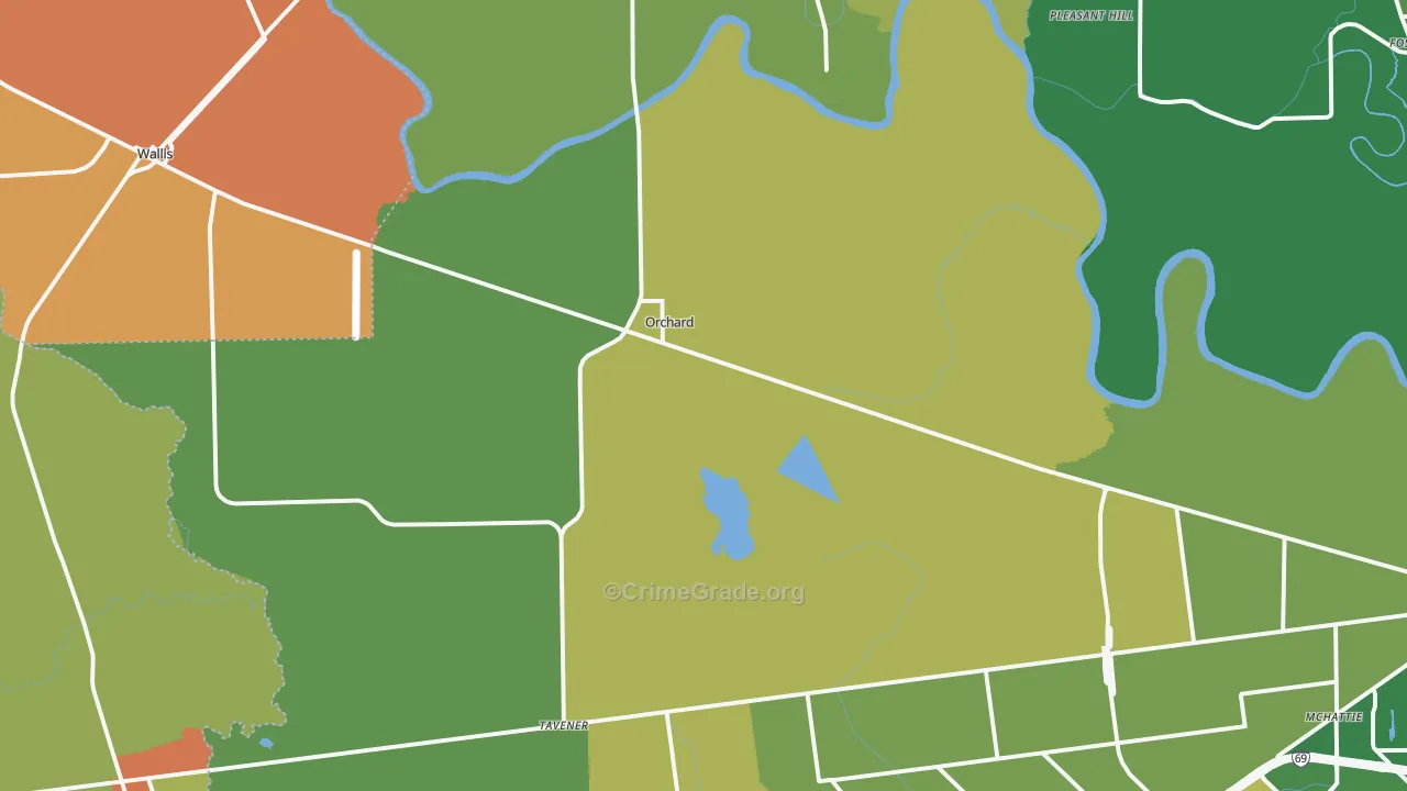 Orchard, TX Map of Theft Rates