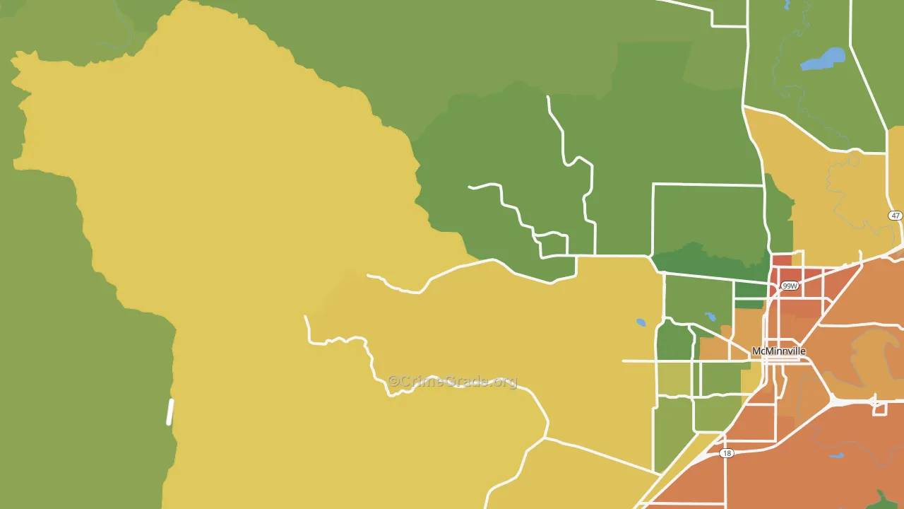 Orchard View, OR Map of Theft Rates