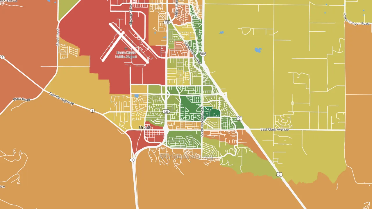 Orcutt, CA Map of Theft Rates