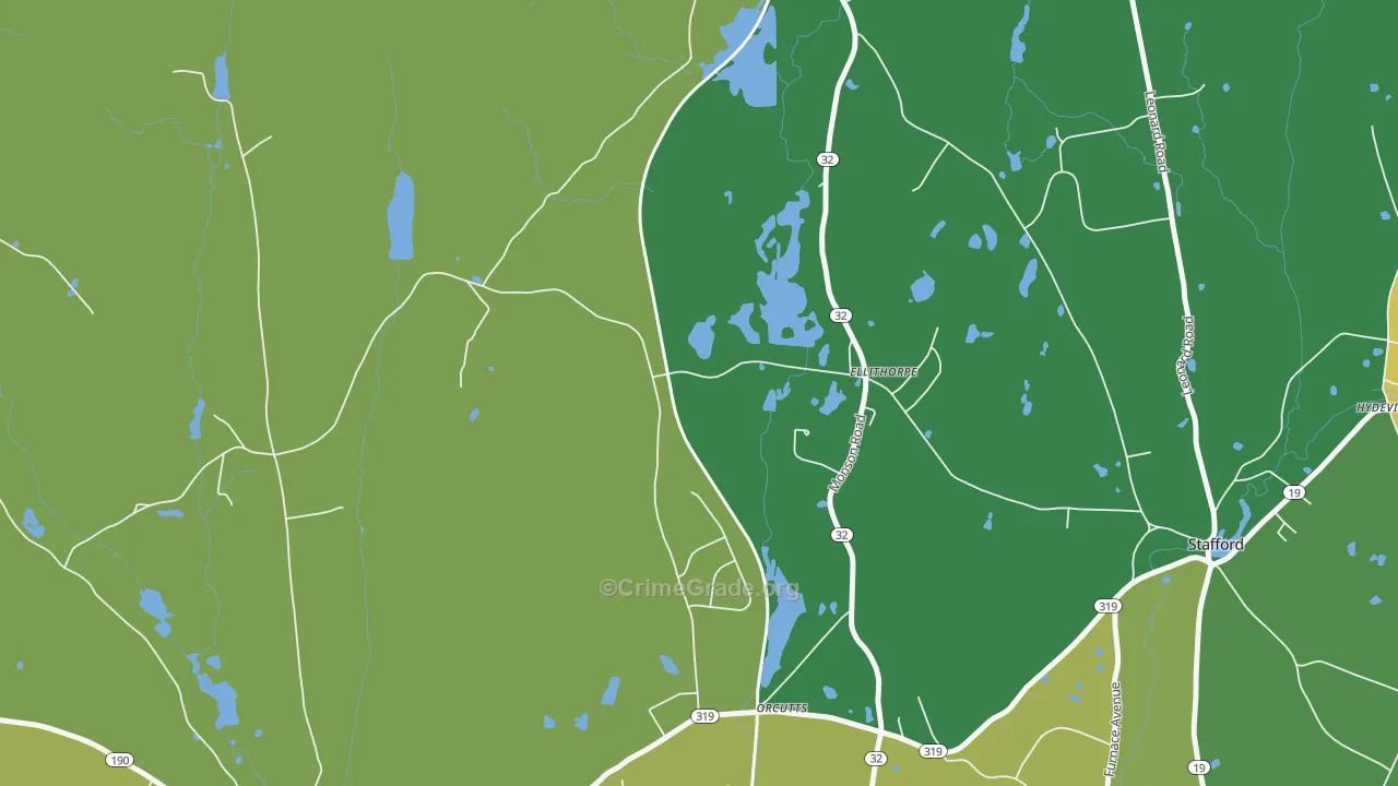 Orcutts, CT Map of Theft Rates