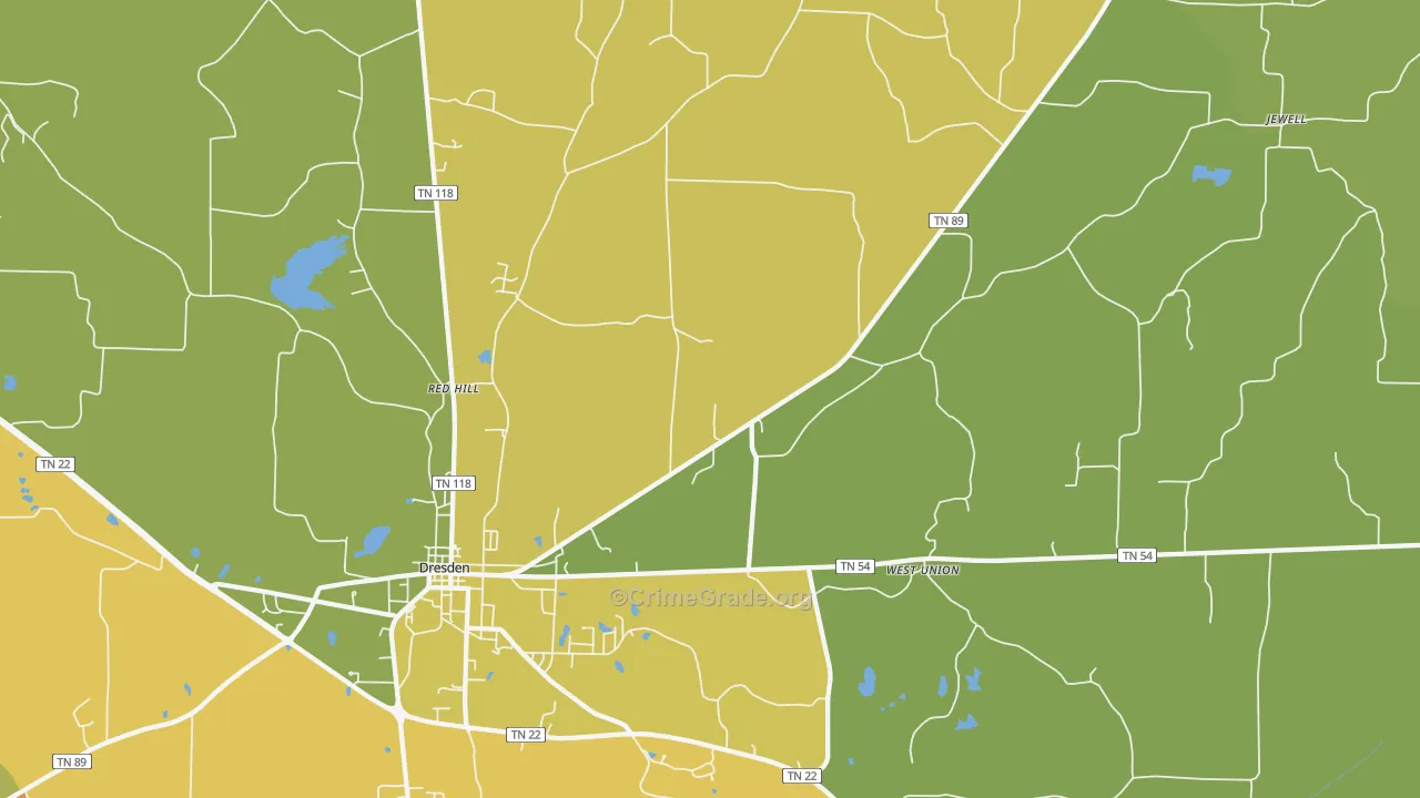 Ore Spring, TN Map of Theft Rates