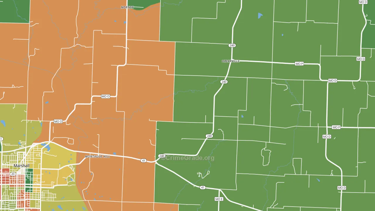 Orearville, MO Map of Theft Rates