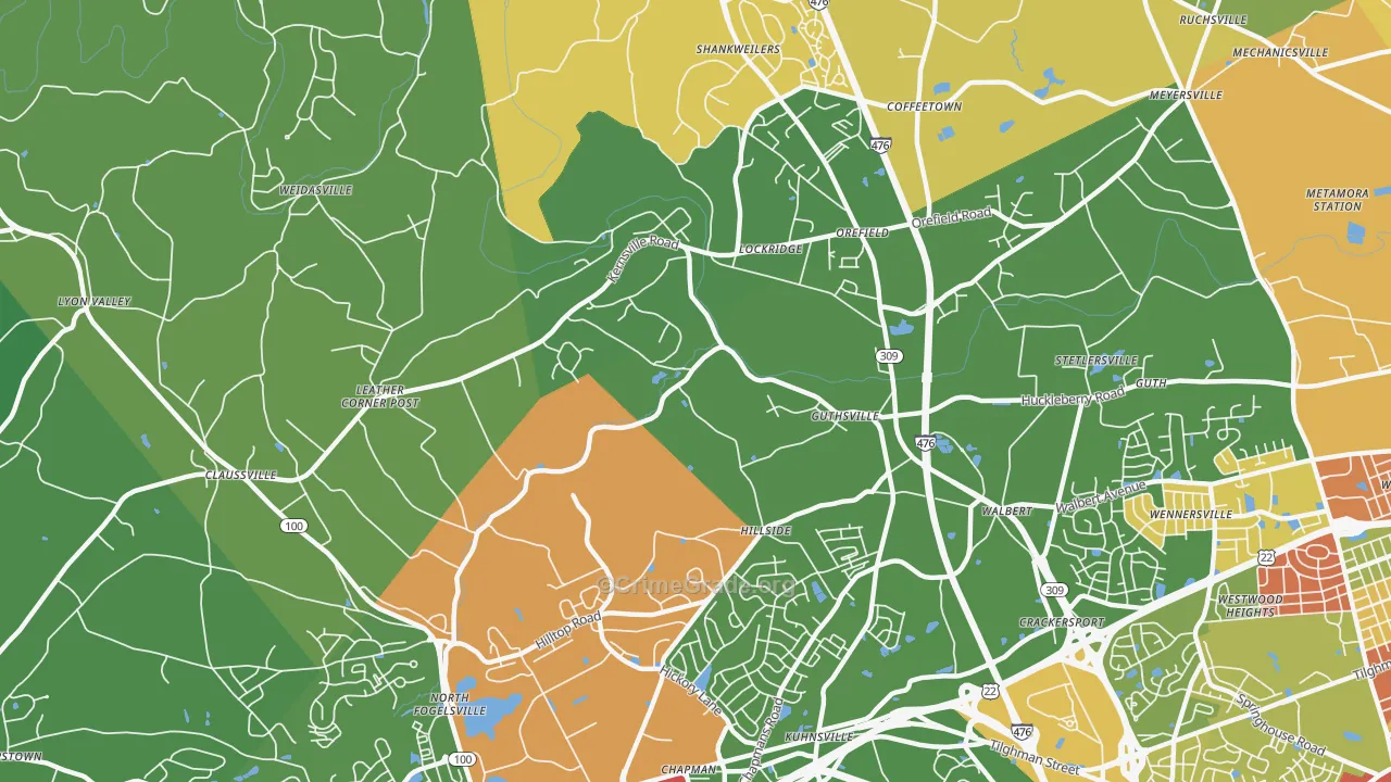 Orefield, PA Map of Theft Rates