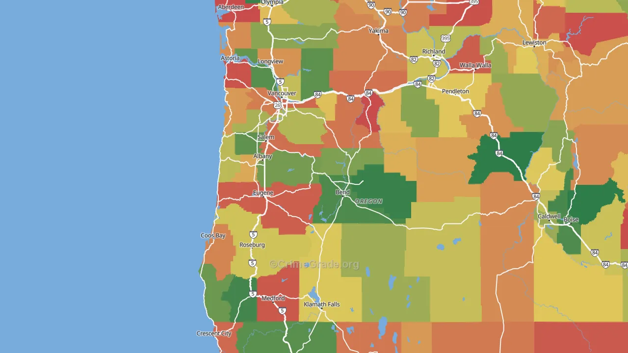 Oregon Map of Theft Rates