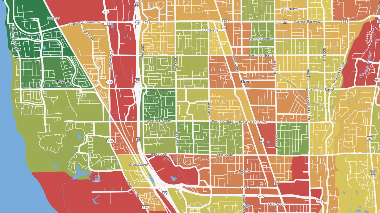 Orem North, Orem, UT Map of Theft Rates