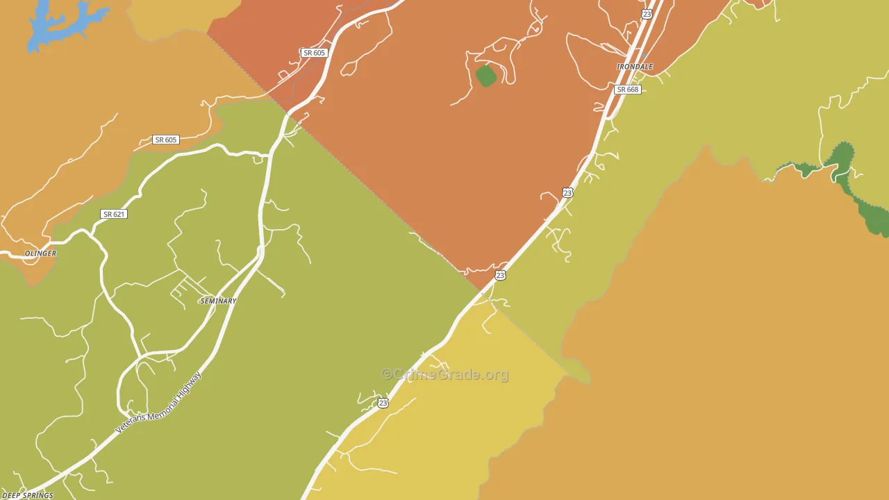 Oreton, VA Map of Theft Rates