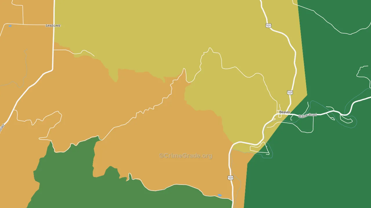 Oretown, OR Map of Theft Rates