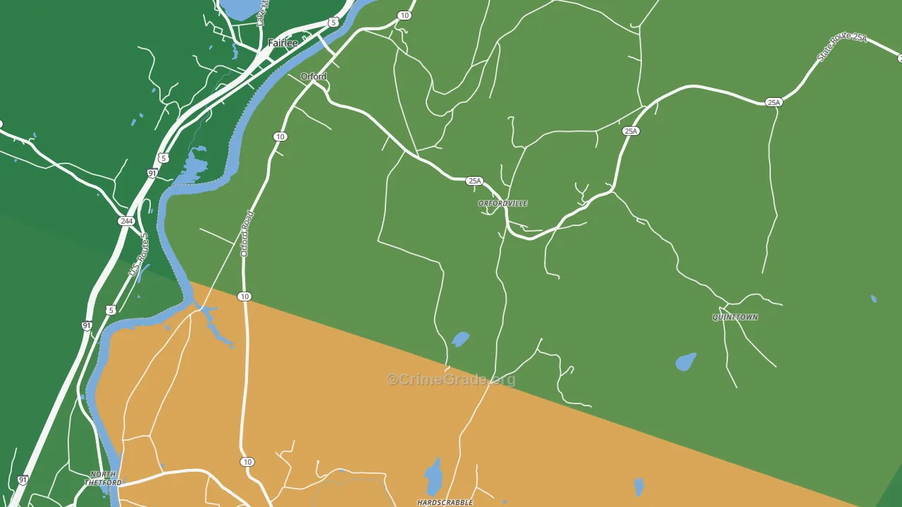 Orfordville, NH Map of Theft Rates