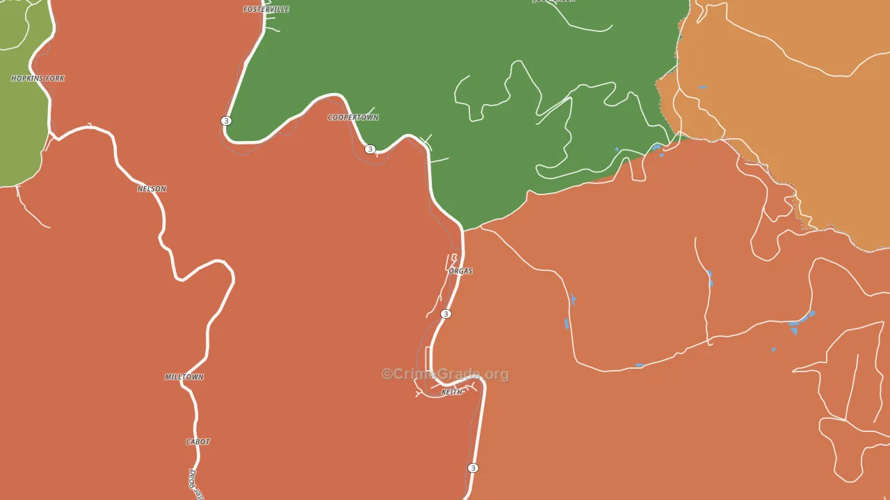 Orgas, WV Map of Theft Rates