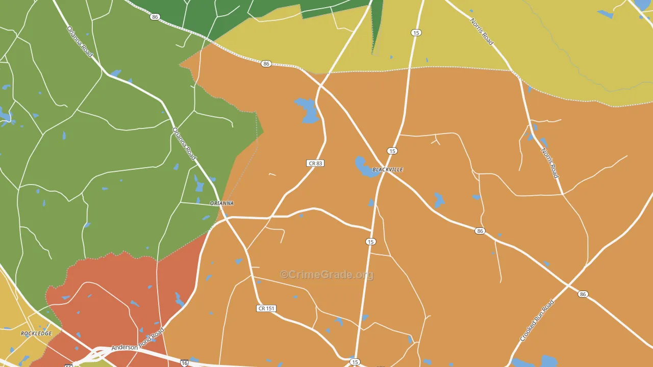 Orianna, GA Map of Theft Rates