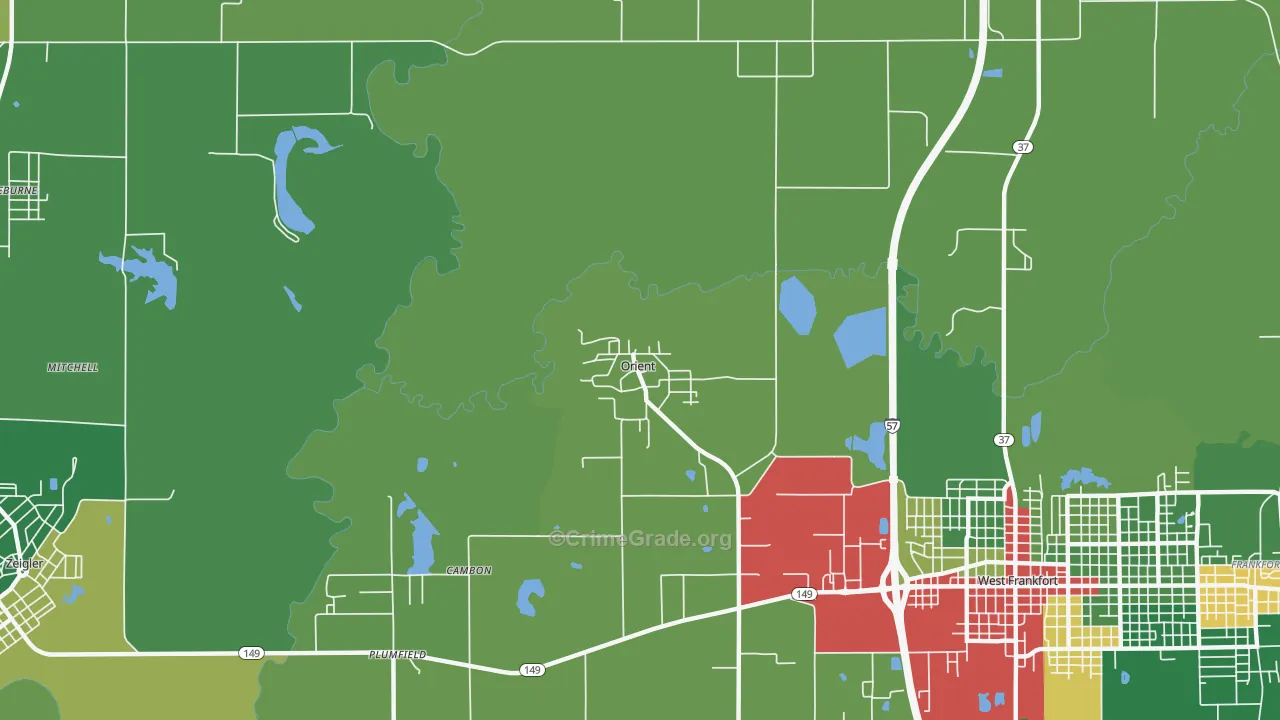 Orient, IL Map of Theft Rates
