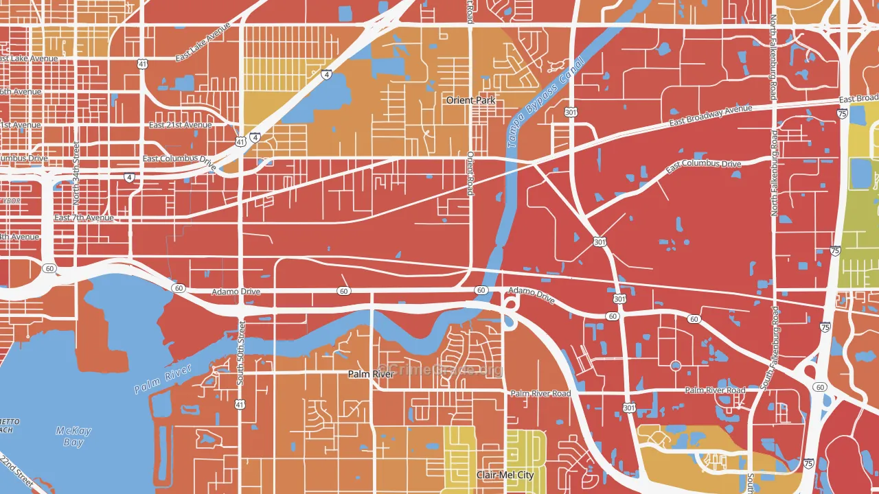 Orient Park, Tampa, FL Map of Theft Rates