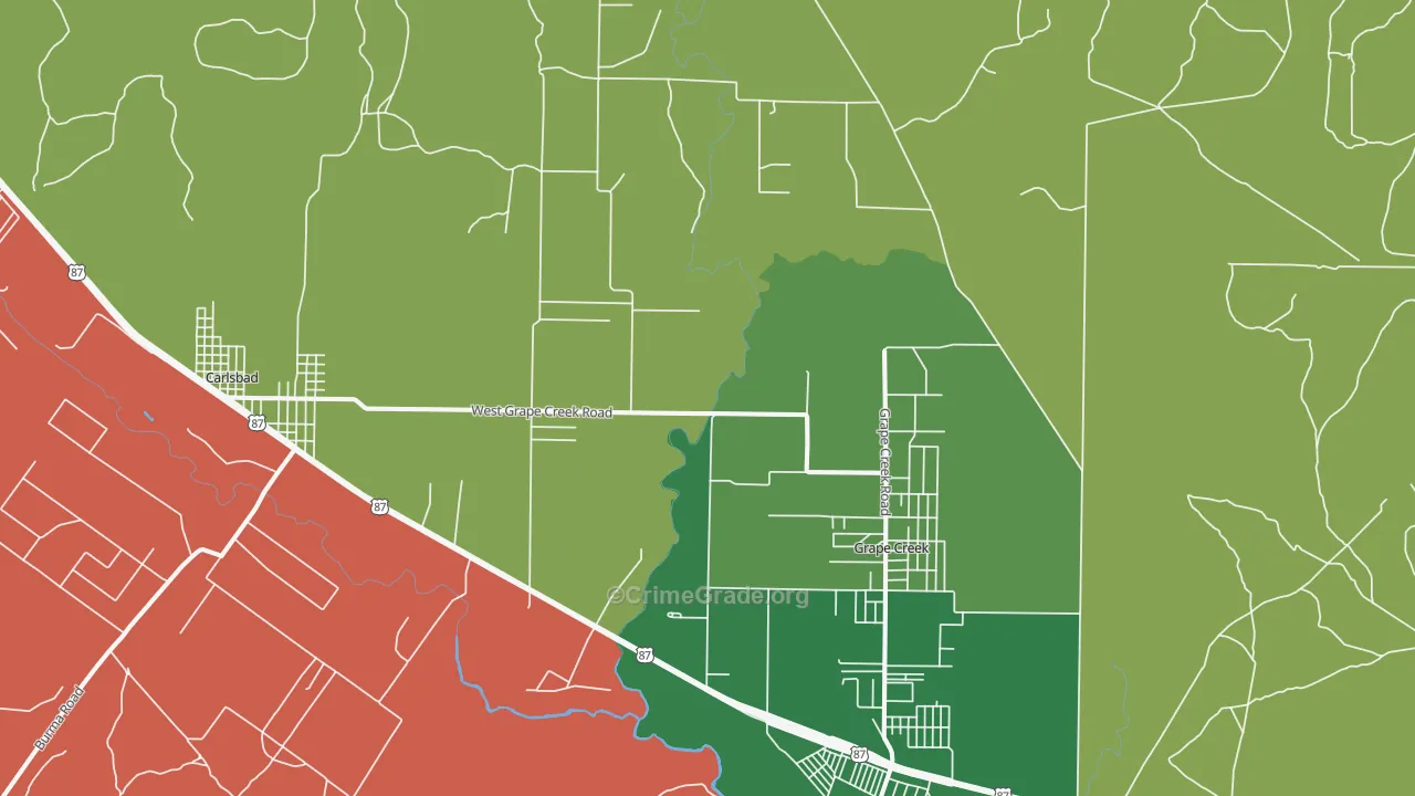 Orient, TX Map of Theft Rates
