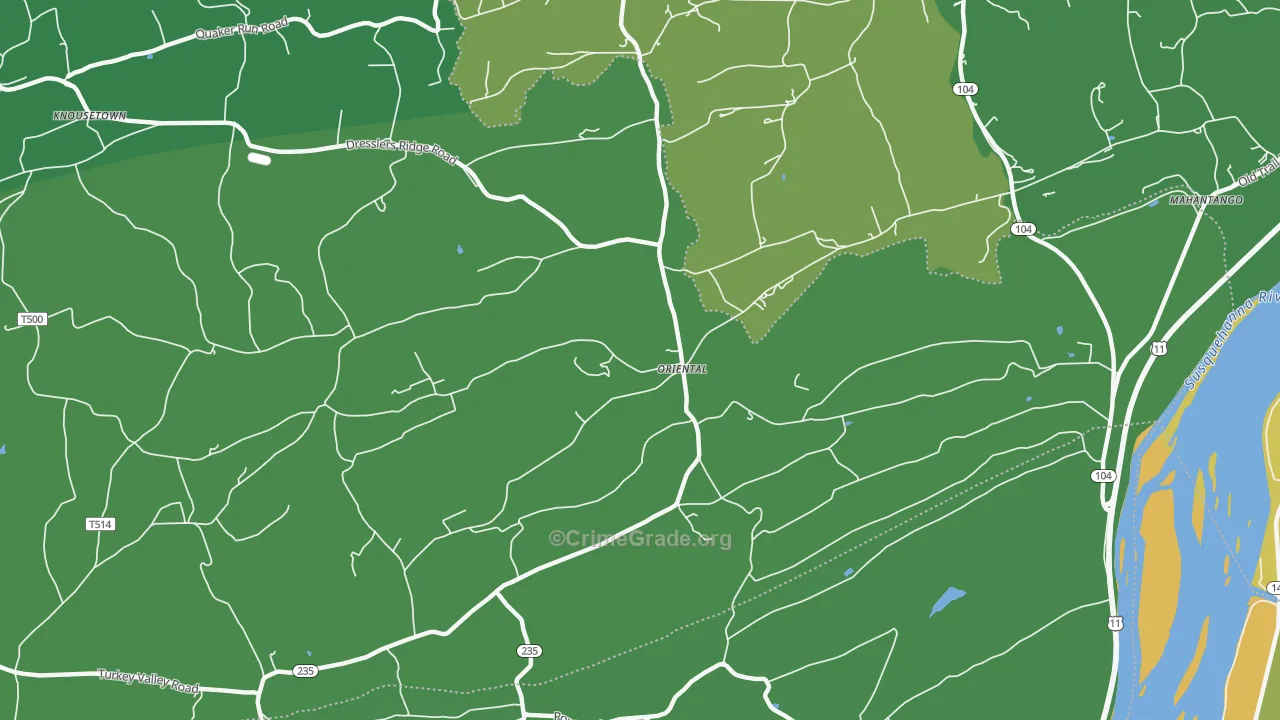 Oriental, PA Map of Theft Rates