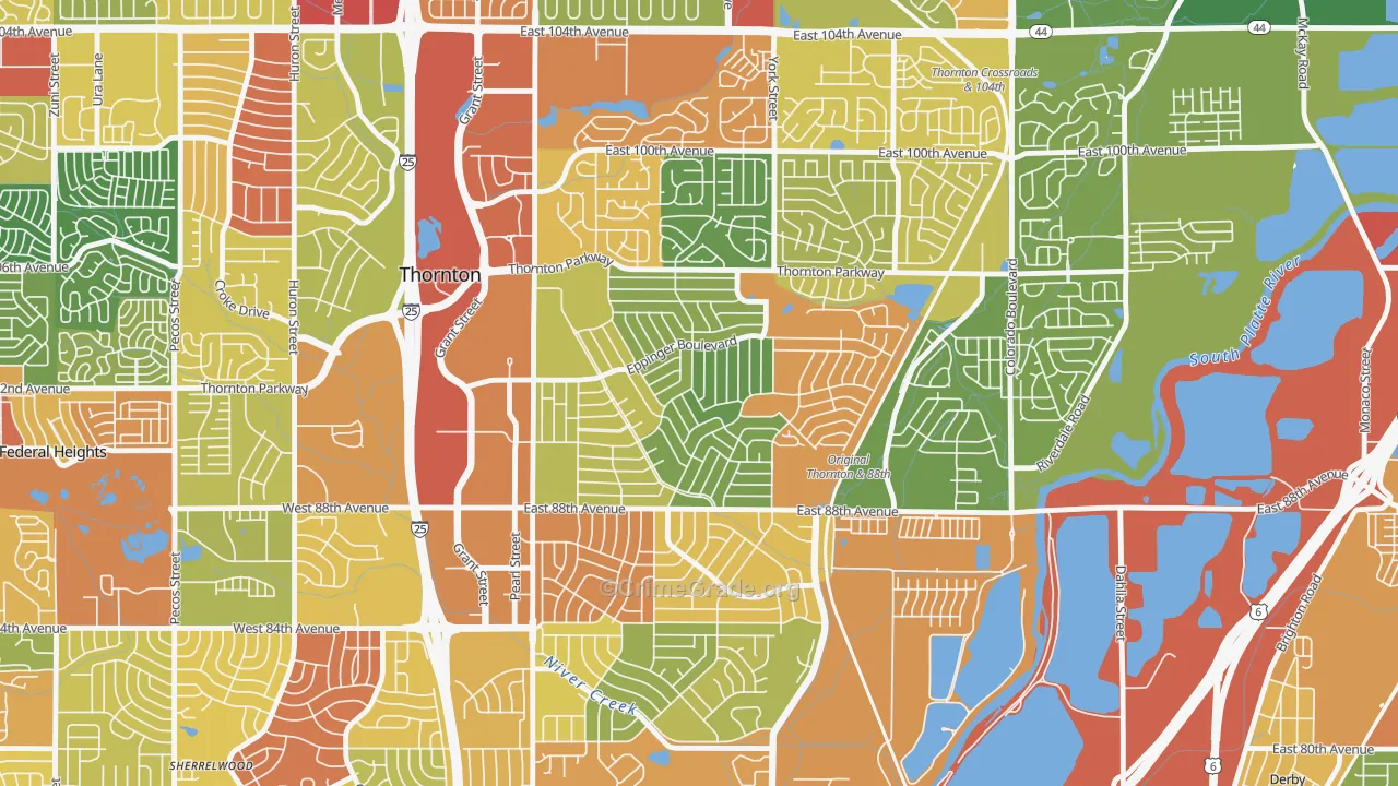 Original Thornton, Thornton, CO Map of Theft Rates