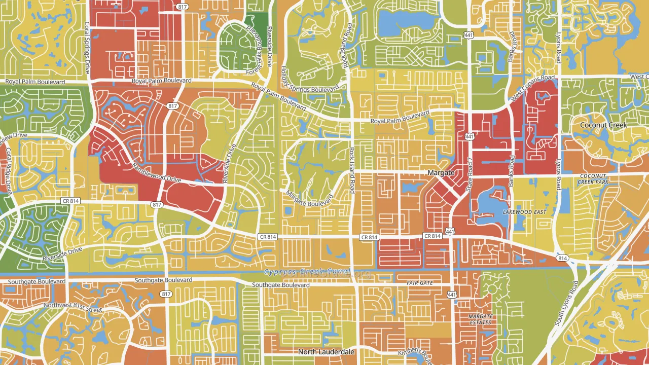 Oriole Margate Golf Course, Margate, FL Map of Theft Rates