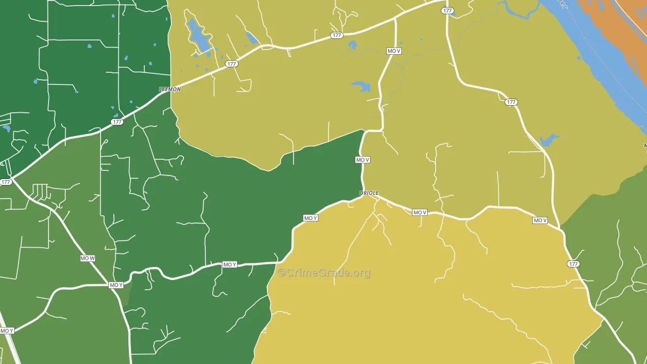 Oriole, MO Map of Theft Rates