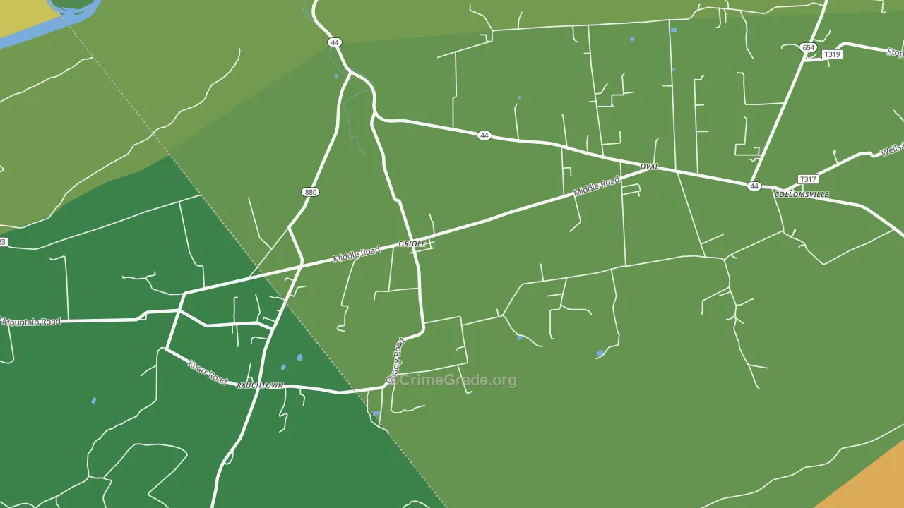 Oriole, PA Map of Theft Rates