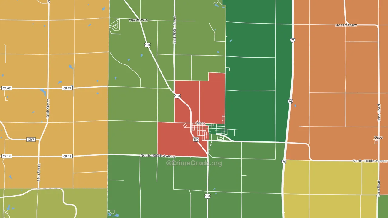 Orion, IL Map of Theft Rates