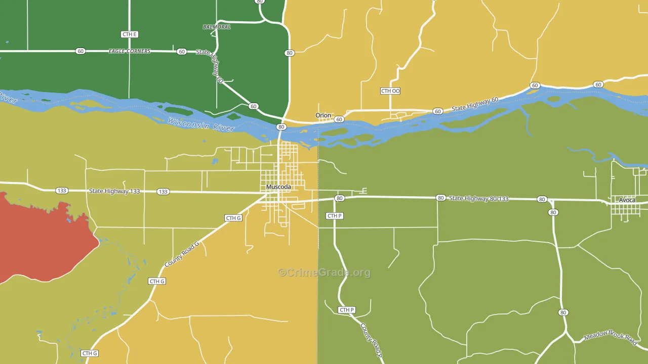 Orion, WI Map of Theft Rates