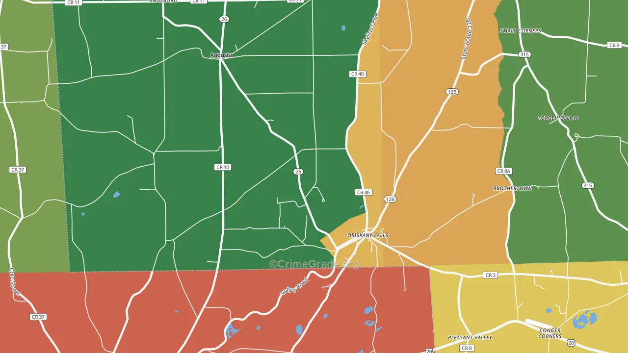 Oriskany Falls, NY Map of Theft Rates
