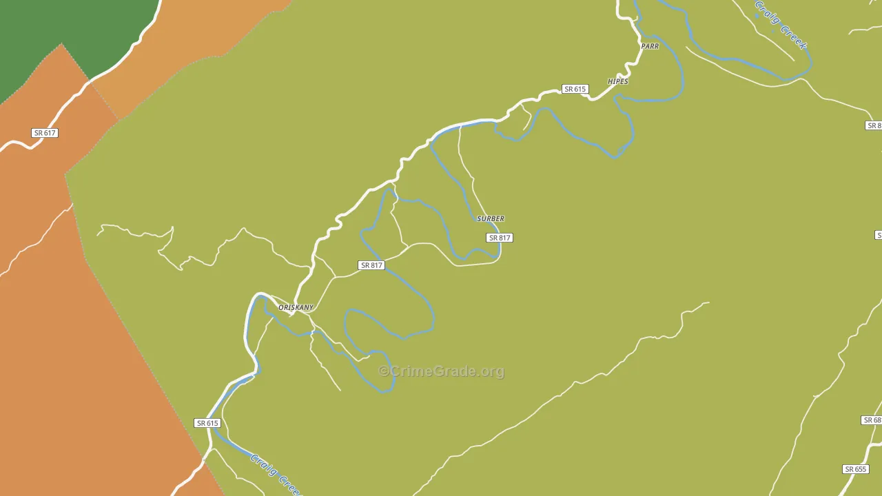 Oriskany, VA Map of Theft Rates