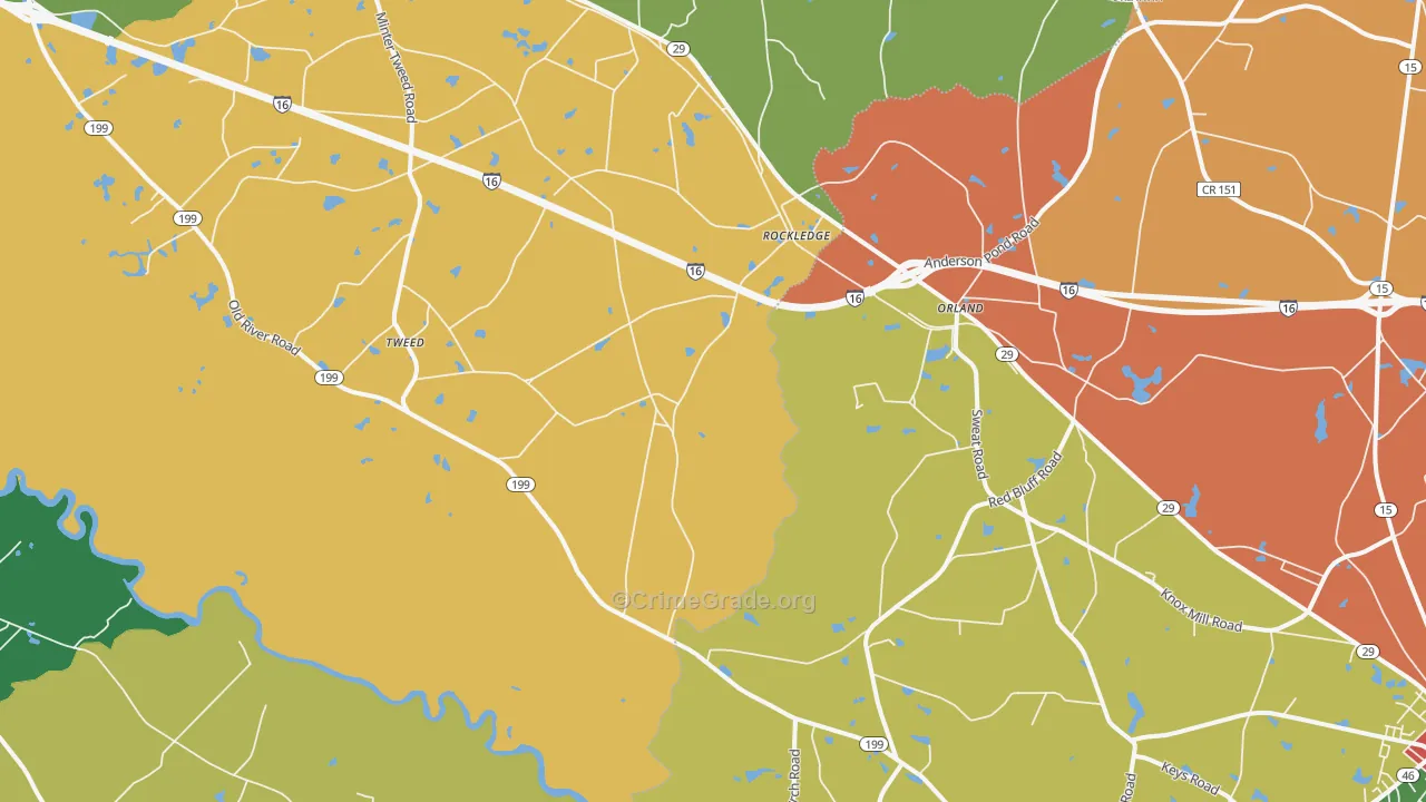 Orland, GA Map of Theft Rates