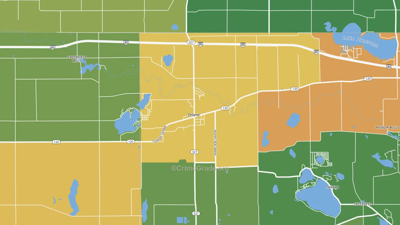 Orland, IN Map of Theft Rates