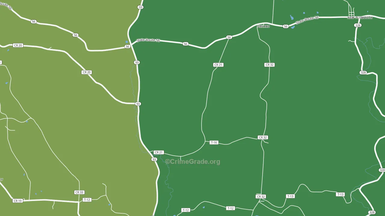 Orland, OH Map of Theft Rates