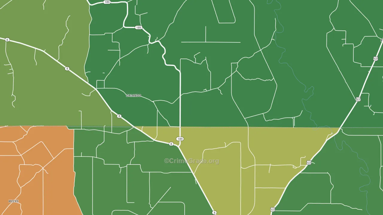 Orlando, AR Map of Theft Rates